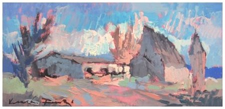 VOLTOLINO FONTANI Livorno 1920 – 1976 Senza titolo Olio su tavola 17 x 36....