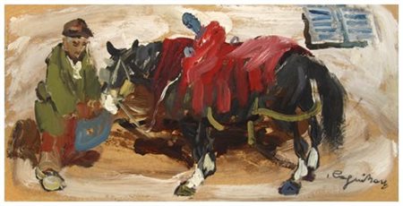 BASSO RAGNI Termoli 1921 – Livorno 1979 Senza titolo Olio su faesite 20 x 40....