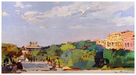 RAFFAELE DE ROSA Podenzana 1940 Senza titolo Olio su tavola 22,3 x 42,5....