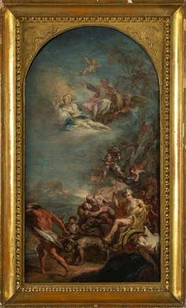 Scuola veneta sec.XVIII "Scena allegorica" olio 