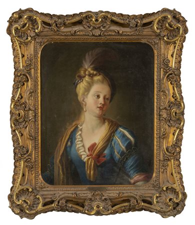 Scuola francese sec.XVIII "Fanciulla con berretto 