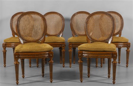 * Sei sedie Luigi XVI con schienale ovalino in 