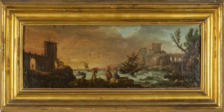 Scuola italiana sec.XVIII "Tempesta" olio, 