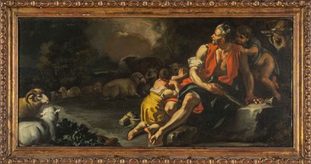 Scuola napoletana sec.XVII "Pastore con bambini e 