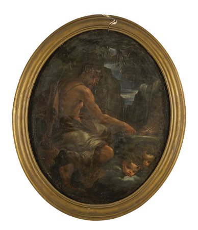 Scuola italiana sec.XVIII "Vulcano" olio di forma 