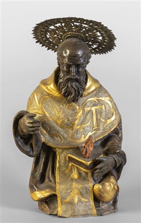 Sant'Antonio, scultura in papier maché dorata e 