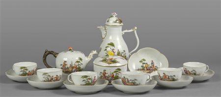 Servizio da the in porcellana di Meissen decorato 