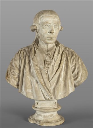 Nobiluomo, mezzobusto in stucco, Francia sec. 