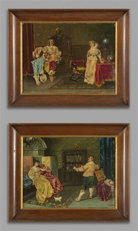 Scuola francese sec.XIX "Scene di genere" coppia 