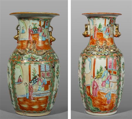Due vasi in porcellana Famiglia Rosa, Canton 
