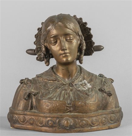 Giovanna d'Arco, busto in bronzo, f.to 