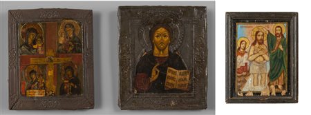 Tre antiche icone di varie forme ,epoche e misure