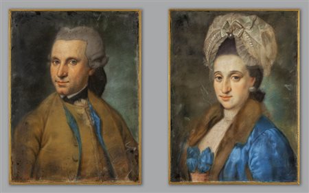 Scuola veneta sec.XVIII "Ritratti" coppia di 