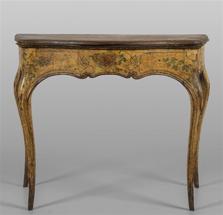 Console Luigi XIV in legno laccato a motivi 