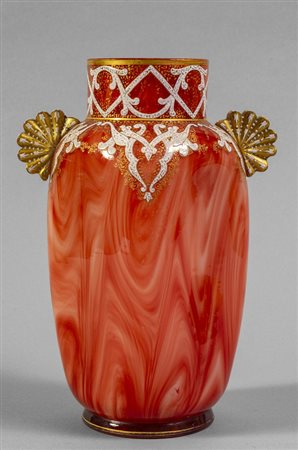 Vaso Liberty in vetro decorato in oro, metà 