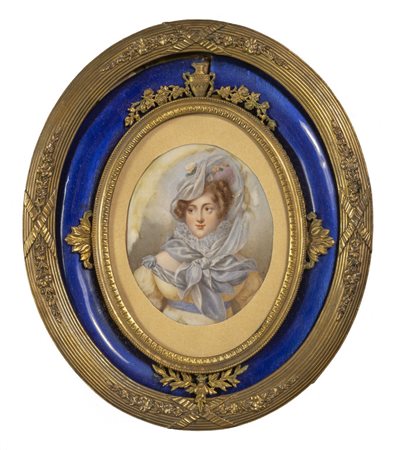 # Giovane signora, miniatura, bella cornice in 