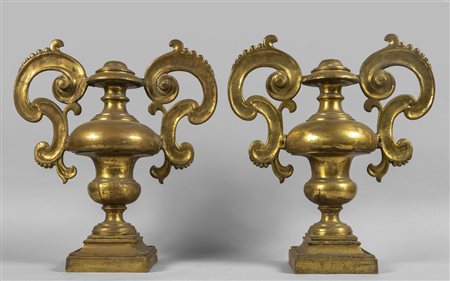 Coppia di vasi Luigi XIV portapalma in bronzo 