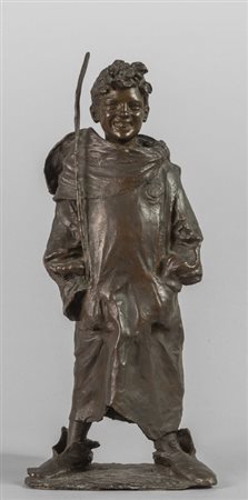 # Fraticello sorridente, bronzo a patina scura, 