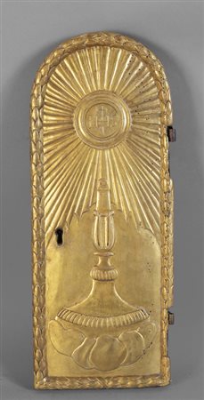 Porta di tabernacolo in legno intagliato e 