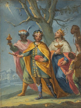 "I Re Magi" olio su rame, sec.XVIII<br>cm. 14x18