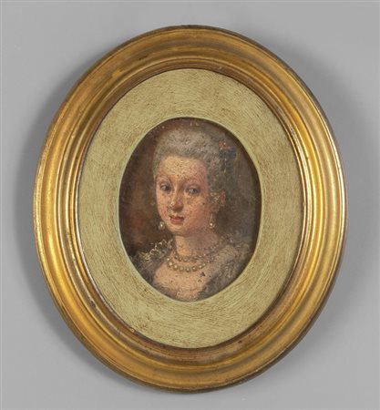 Scuola italiana sec.XVIII "Ritratto di dama con 