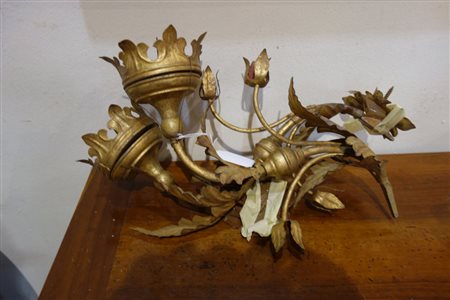 Coppia di bracci portaluce Luigi XIV in legno e 