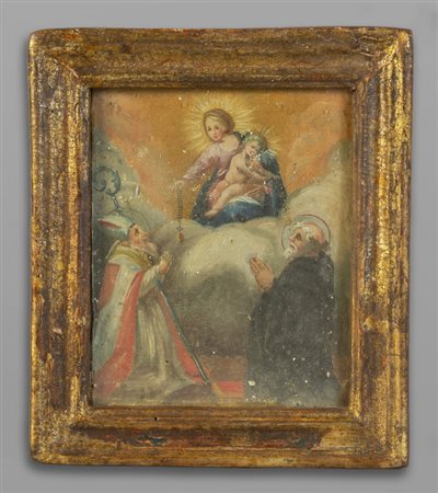 "Madonna in gloria" olio, cornice dorata, 