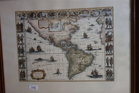 Quattro stampe raffiguranti carte geografiche, 
