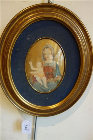 "Madonna con Bambino" olio su rame di forma 