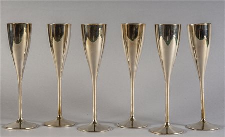 Sei flutes in argento<br>h.cm.23, gr.1014