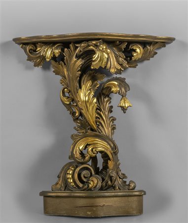 Console in stile Luigi XIV in legno intagliato e 