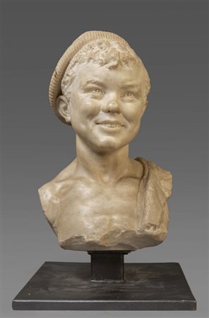 Giovane pescatore, busto in marmo statuario, f.to 