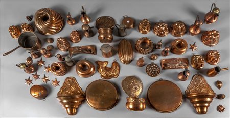 Centosettanta oggetti da cucina in rame di varie 