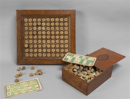 Antico gioco della tombola completo di numeri e 