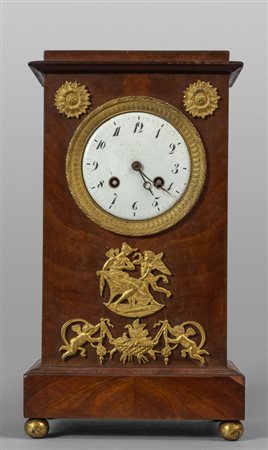 Orologio Impero in mogano e bronzo dorato, 