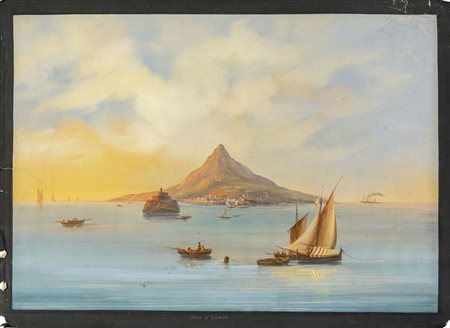 Scuola napoletana sec.XIX "L'Isola di Ischia" 