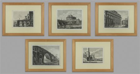 Luigi Rossini "Antichità romane" cinque stampe