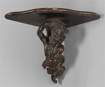 Mensola sostenuta da una cariatide in legno 