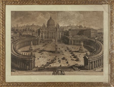 Piazza San Pietro, stampa in due lastre, d.ta 