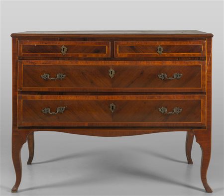 Comò a balestra a due cassetti più due, 