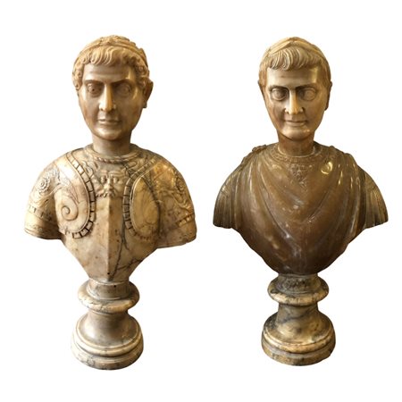 coppia di sculture in alabastro raff.imperatori 