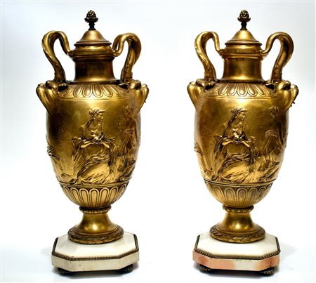 F.Barbedienne coppia di vasi in bronzo 