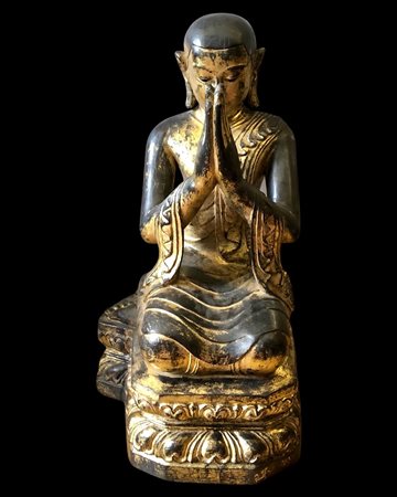 buddha in legno dorato<br>cm.x h. 88