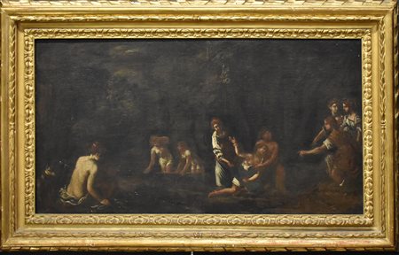 olio su tela "figure al bagno" sec.XVIII<br>cm. 