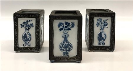 Cina 3 contenitori in ceramica bianca e 