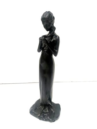 scultura in bronzo raff.ragazza con treccia a 