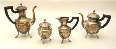 servizio da the in argento 4 pezzi, finemente 