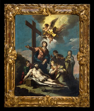 olio su tela in antica cornice scolpita e dorata 