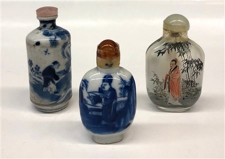 Cina n.3 snuff bottle<br>h da 7 a 8 cm