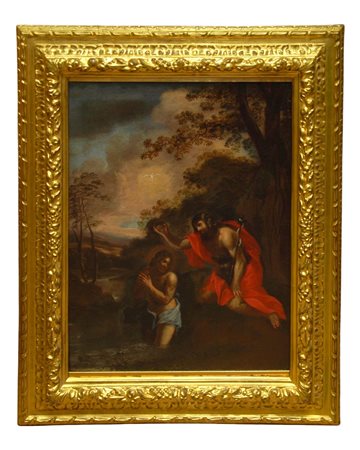 Olio su tela raff. "Battesimo di Gesù" sec. 